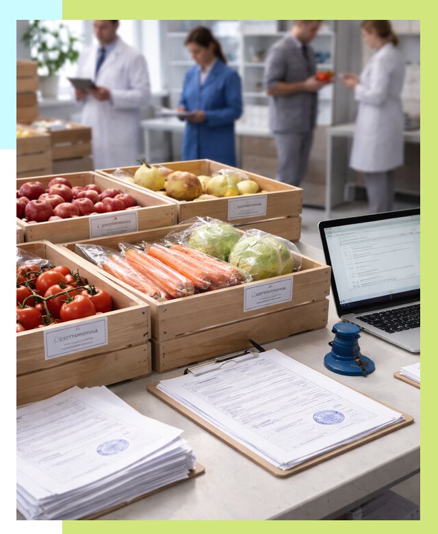Сертификация овощей и фруктов в Тобольске от 8642 р. | Алешин-Тбл