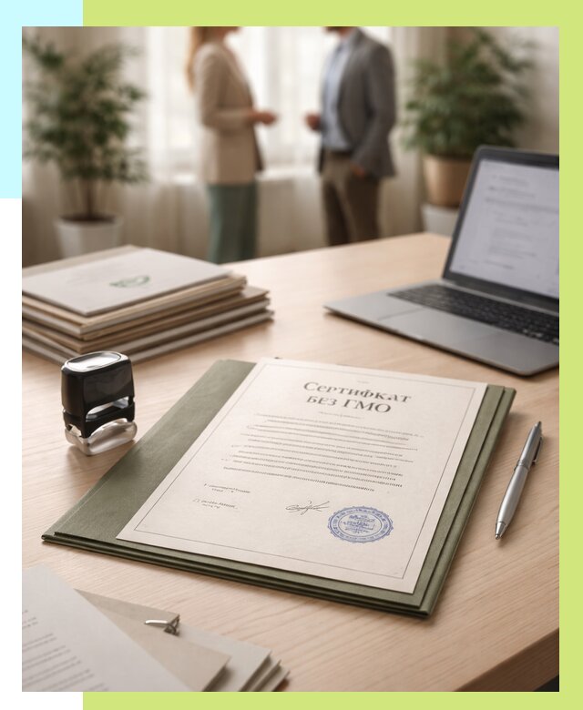 Сертификат без ГМО в Тобольске от 7625 р. оформить срочно Алешин-Тбл